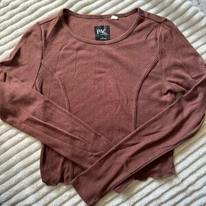 Pacsun Long Sleeve Crop Top Brown